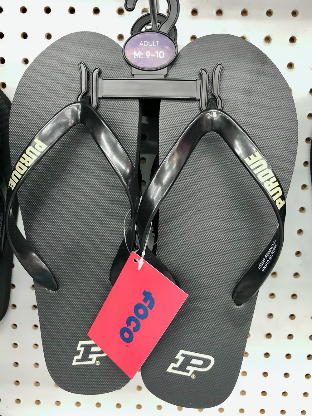 NEW PURDUE University Sandals Flip Flops Boilermakers Black Large Men’s Unisex